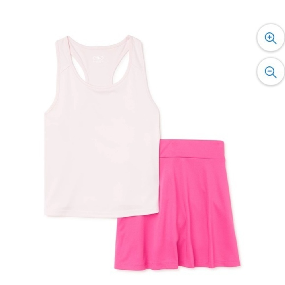 New Athletic Works Girls Pink Tank Top and Skort Set, 2-Piece Barbiecore Large